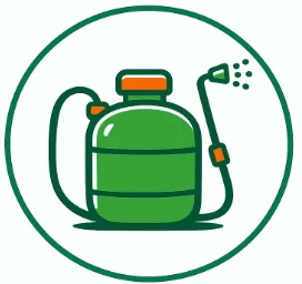 Pesticides category icon showing an agricultural sprayer for crop protection