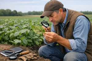 فحص إصابة حشرية في المحاصيل قبل استخدام المبيدات الحشرية